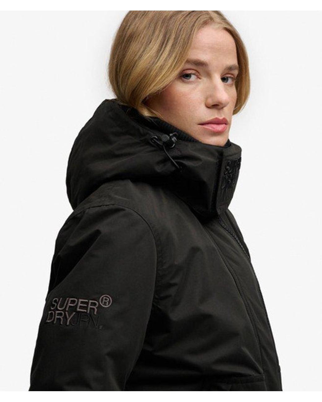 Superdry Black Hooded Microfibre Arctic Windcheater Jacket