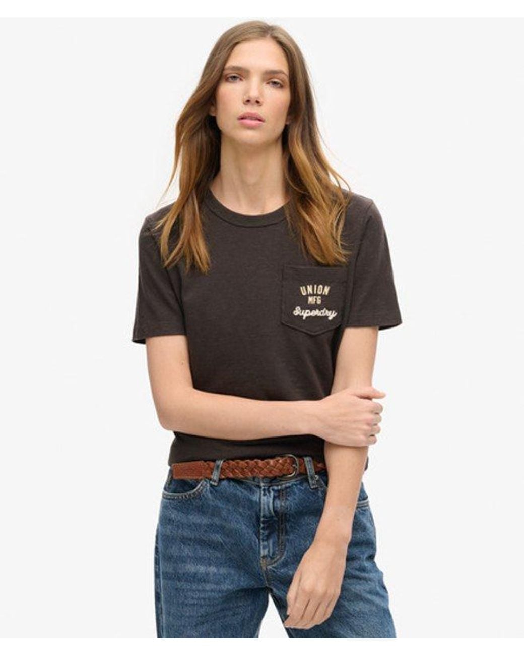 Superdry Black & Co Workwear Embroider Pocket T-shirt