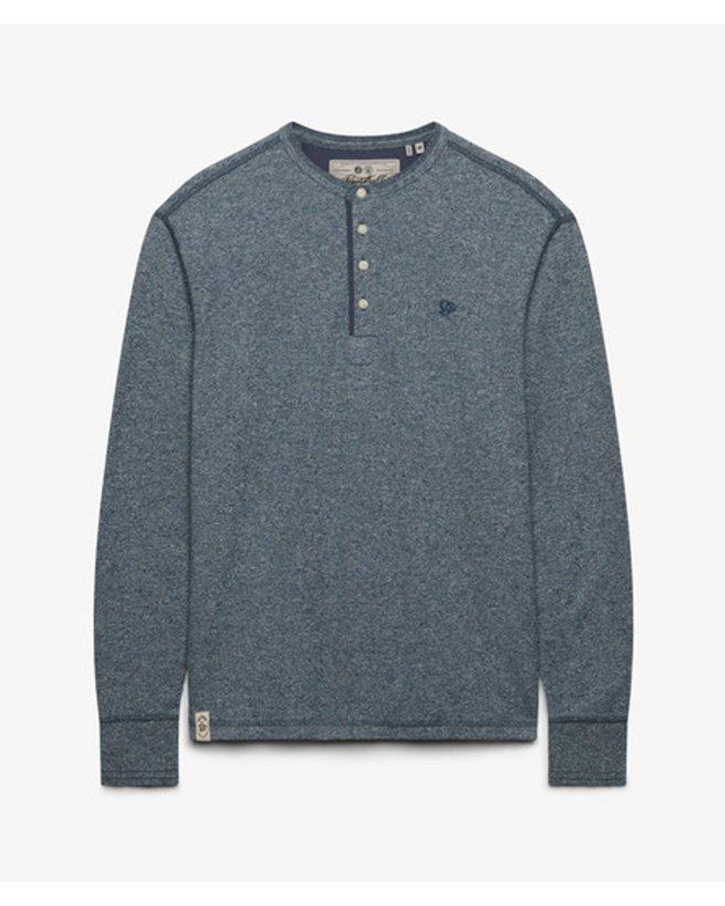 Superdry Blue & Co Mini Slub Waffle Long Sleeve Grandad Top for men
