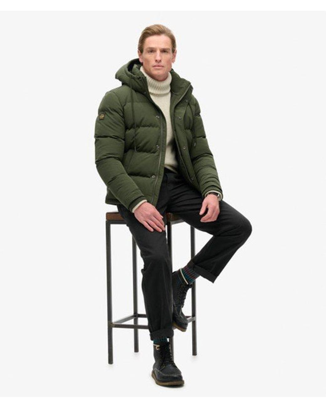 Superdry Green & Co Everest Short Hooded Puffer Jacket for men