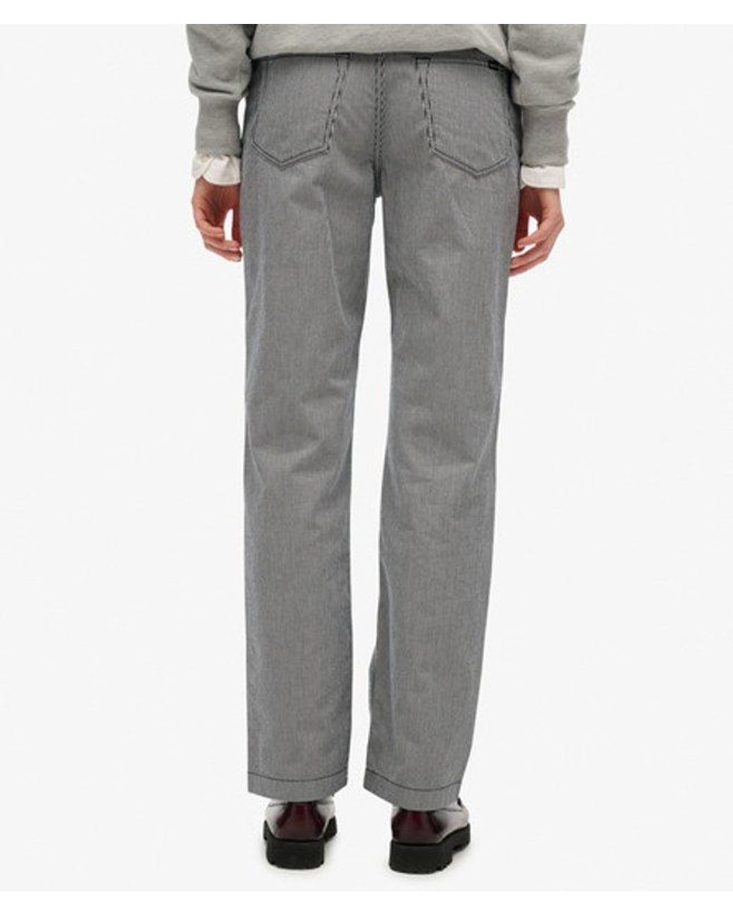 Superdry Gray & Co Mid Rise Straight Stripe Pants