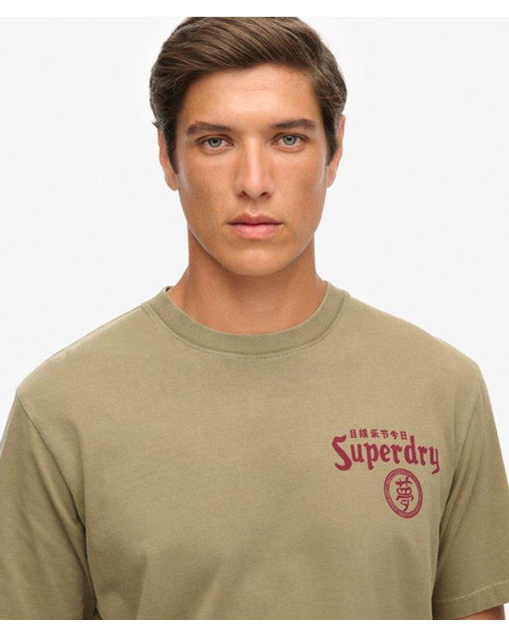 Superdry Green Tokyo Narrative Loose T-shirt for men