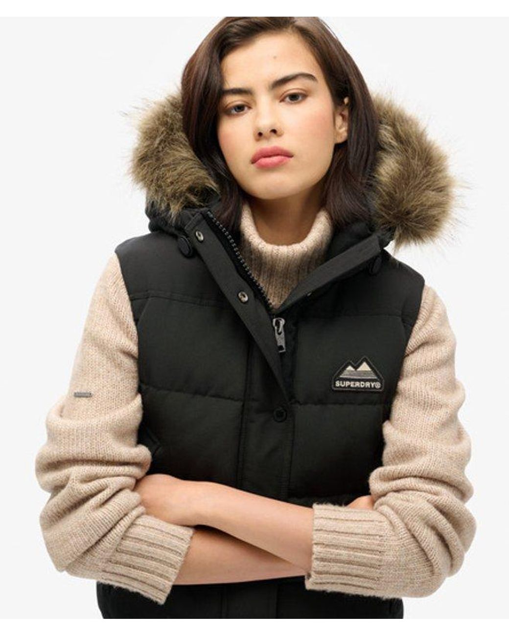 Superdry Black & Co Everest Faux Fur Gilet