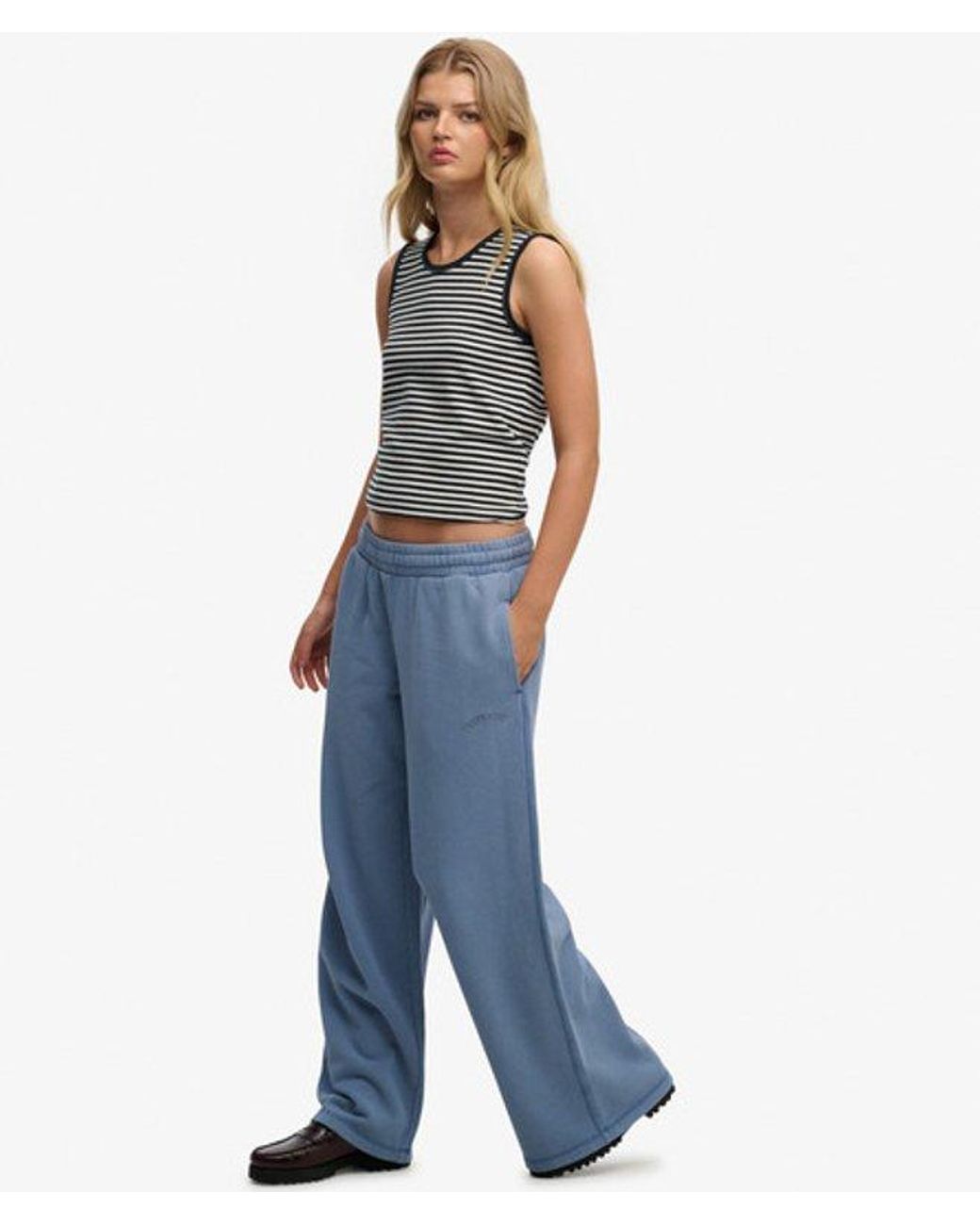 Superdry Blue Essential Logo Wide Leg Joggers