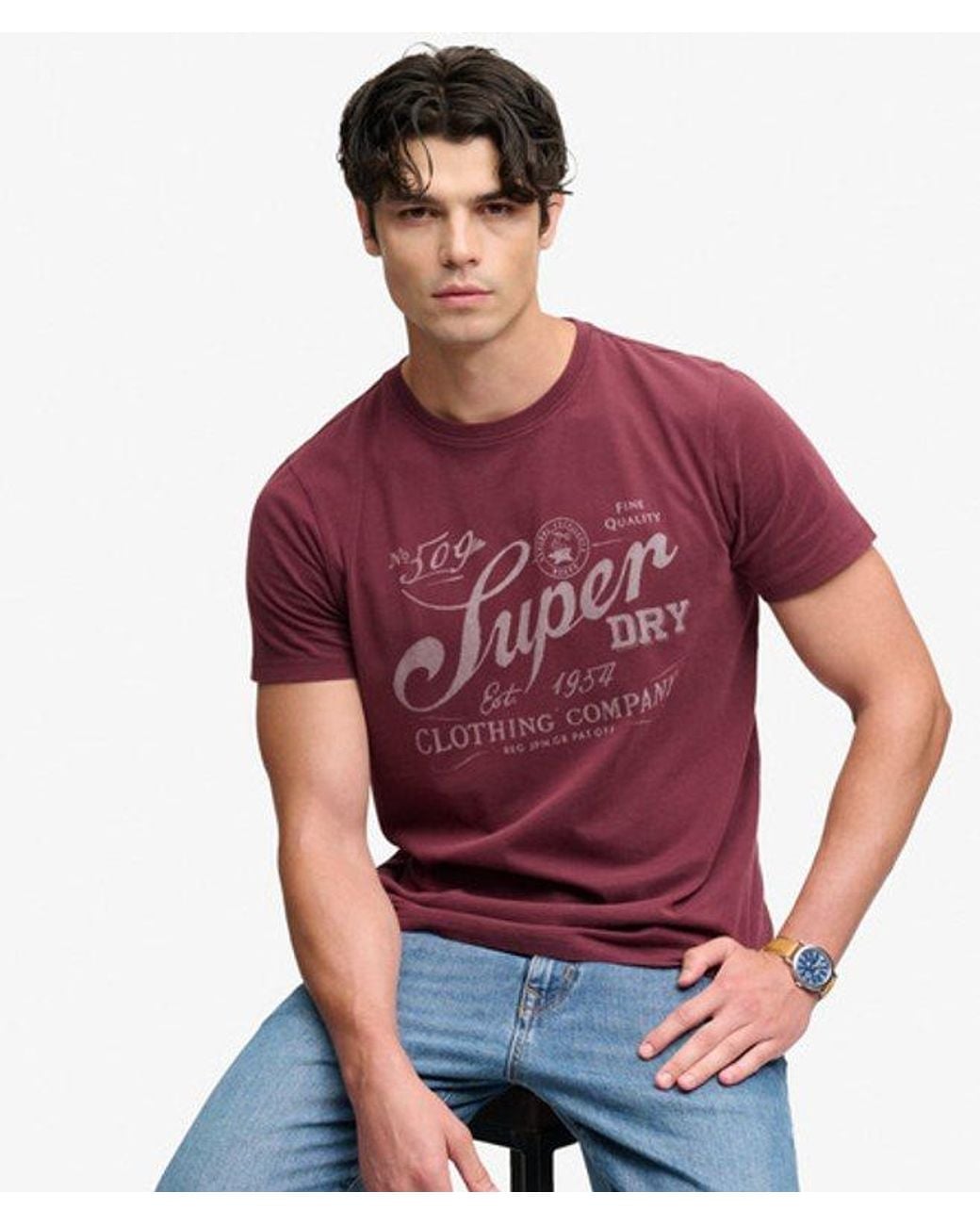 Superdry Red & Co Vintage Workwear Print T-shirt for men
