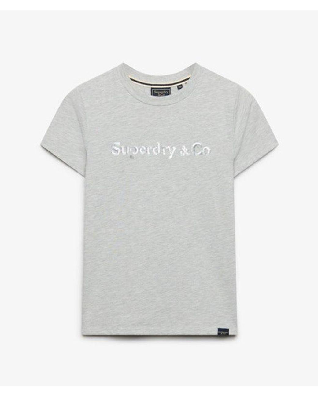 Superdry Gray Company Logo Sequin T-Shirt