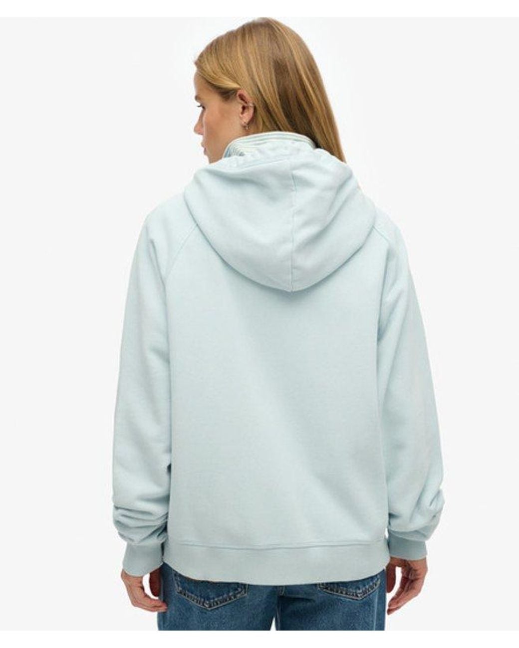 Superdry Blue Essential Logo Oversized Raglan Zip Hoodie