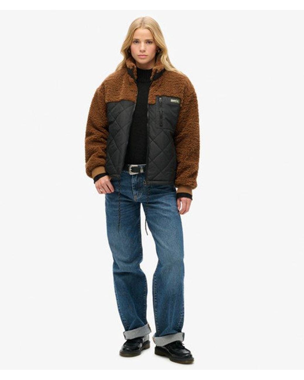 Superdry Brown & Co Workwear Sherpa Fleece Hybrid Jacket
