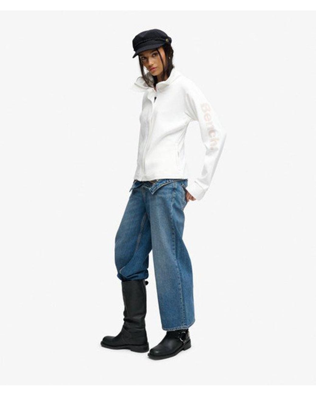 Superdry Bench Funnel Track Top in het White