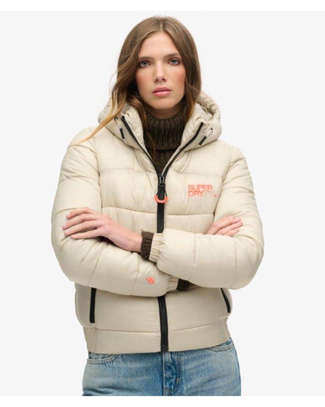 Superdry Blue Slim Fit Embroidered Logo Sports Puffer Bomber Jacket