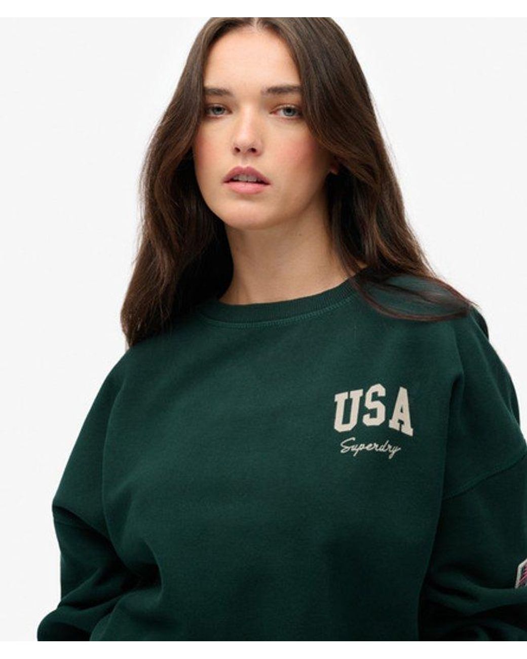 Superdry Green & Co Athletic Essentials Relaxed Crew Sweatshirt