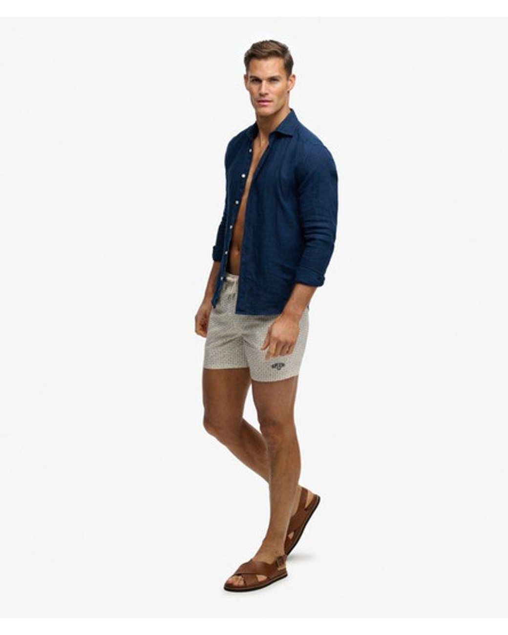 Superdry Blue & Co Premium Printed 15-inch Swim Shorts for men