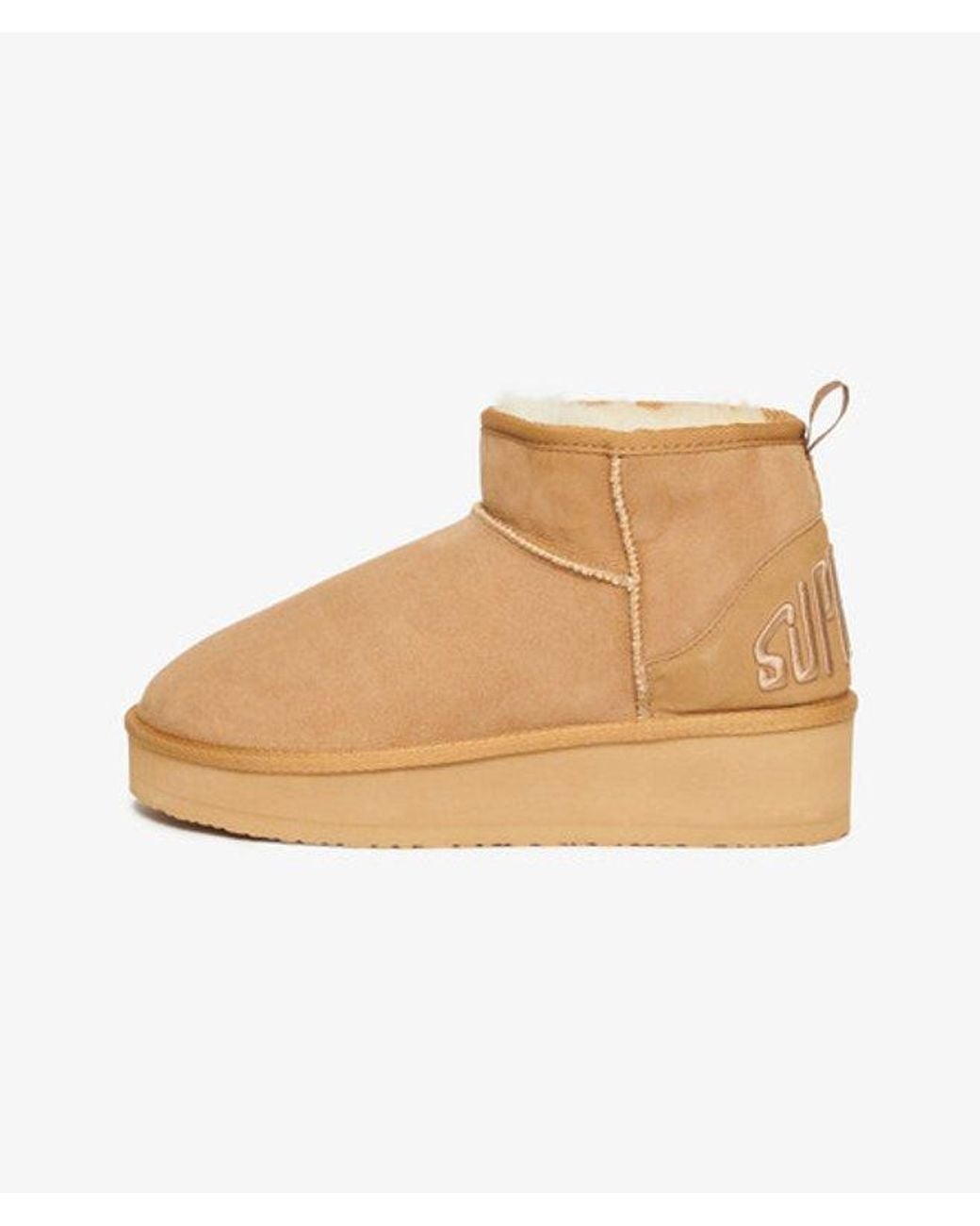 Superdry Natural & Co Suede Sherpa Platform Boots