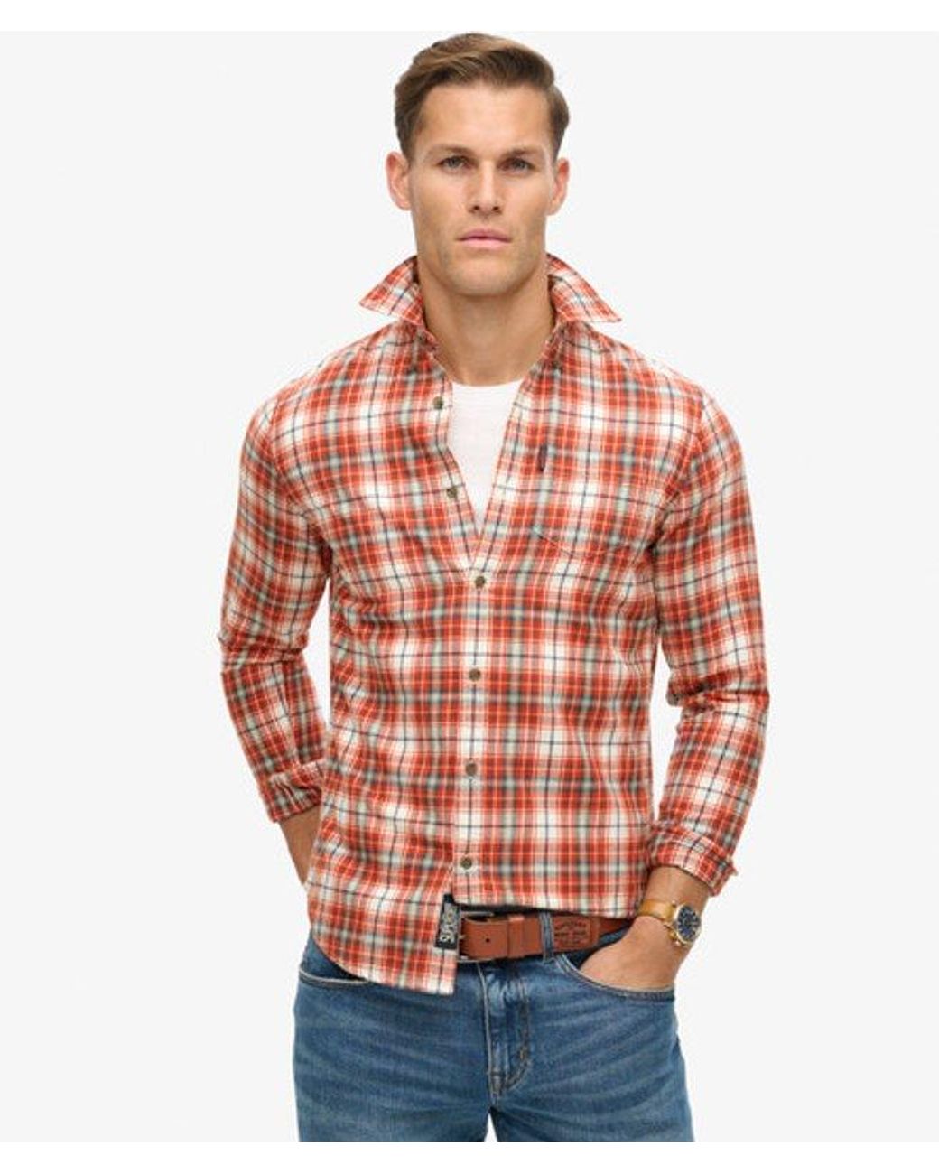 Superdry Red & Co Organic Cotton Vintage Check Shirt for men