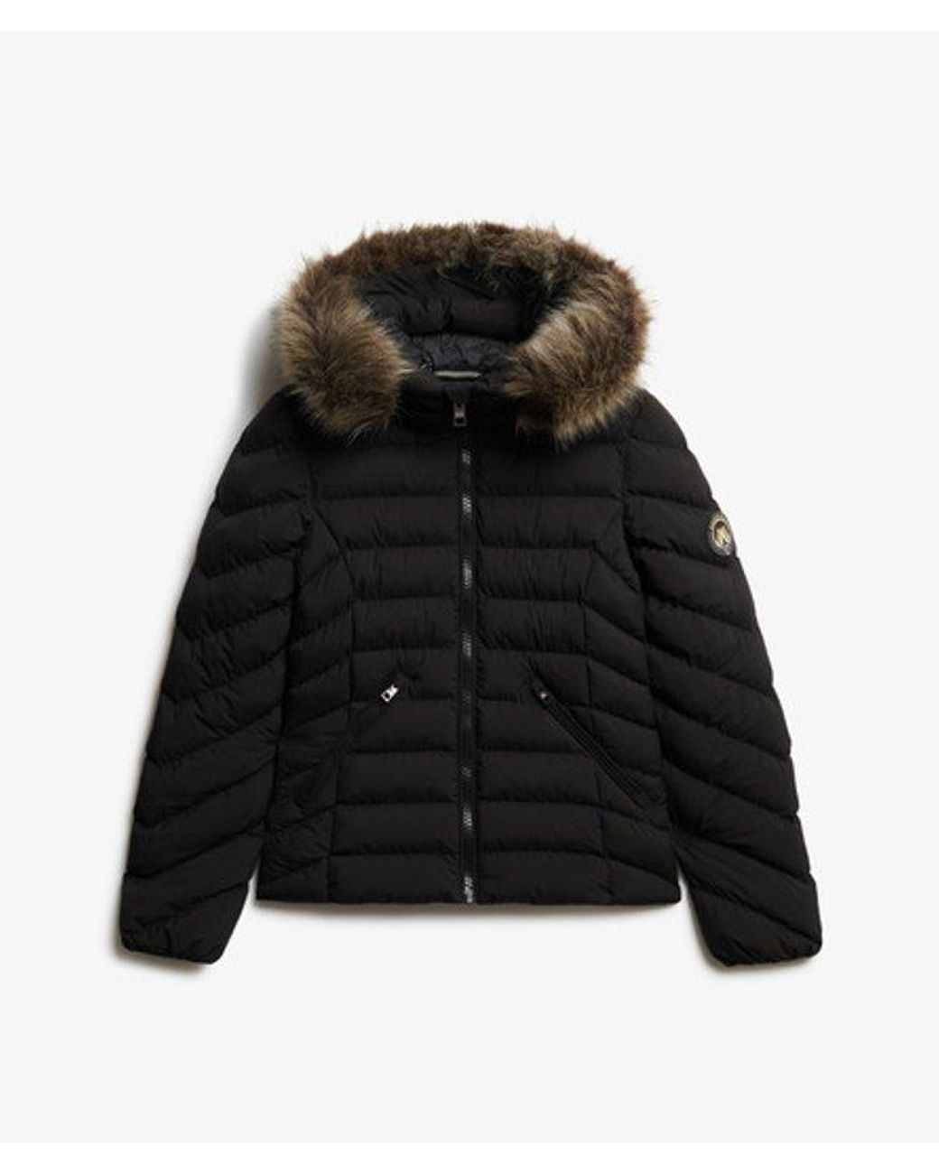 Superdry Black & Co Fuji Faux Fur Hood Padded Jacket