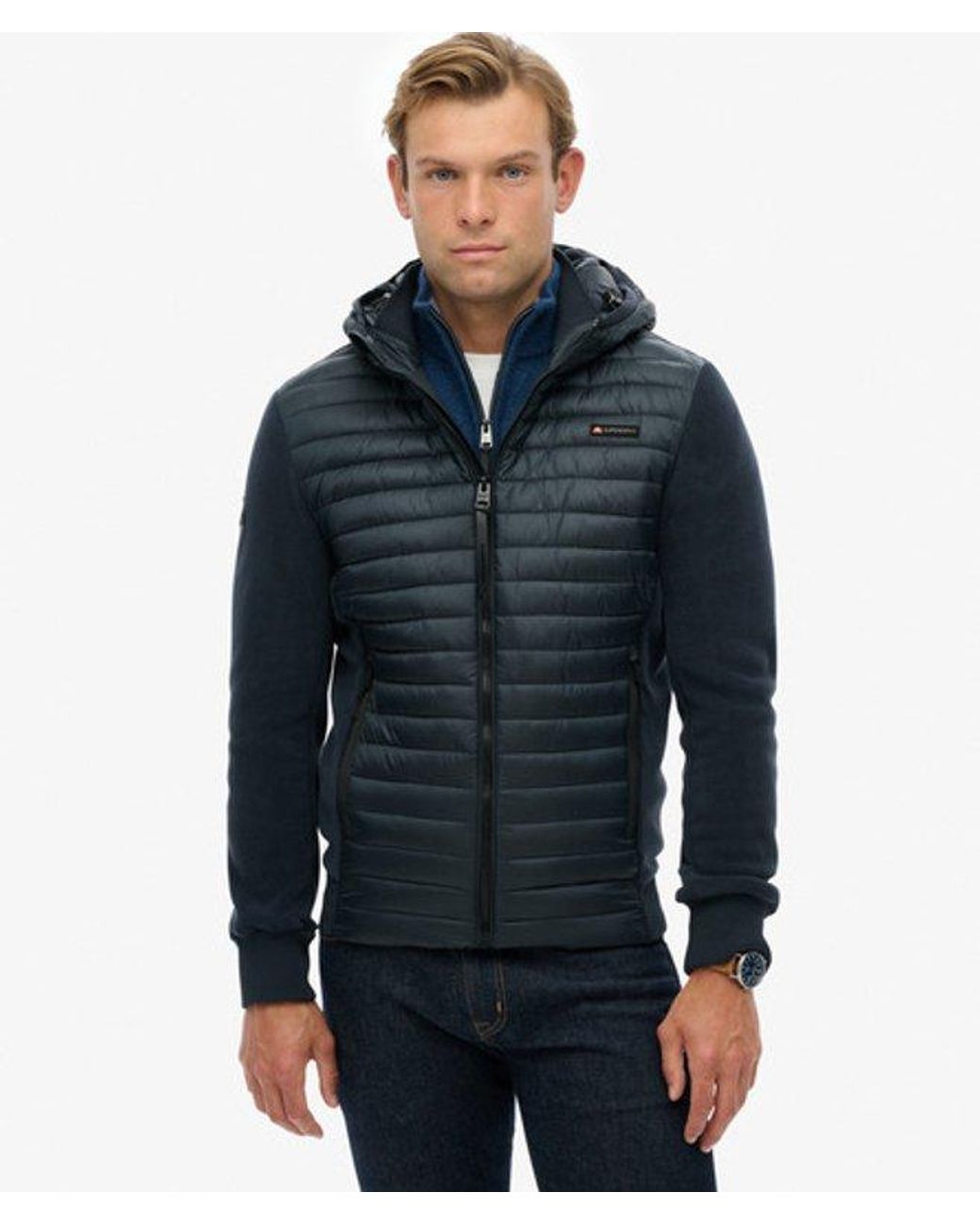 Superdry Blue & Co Hooded Storm Fleece Hybrid Jacket for men
