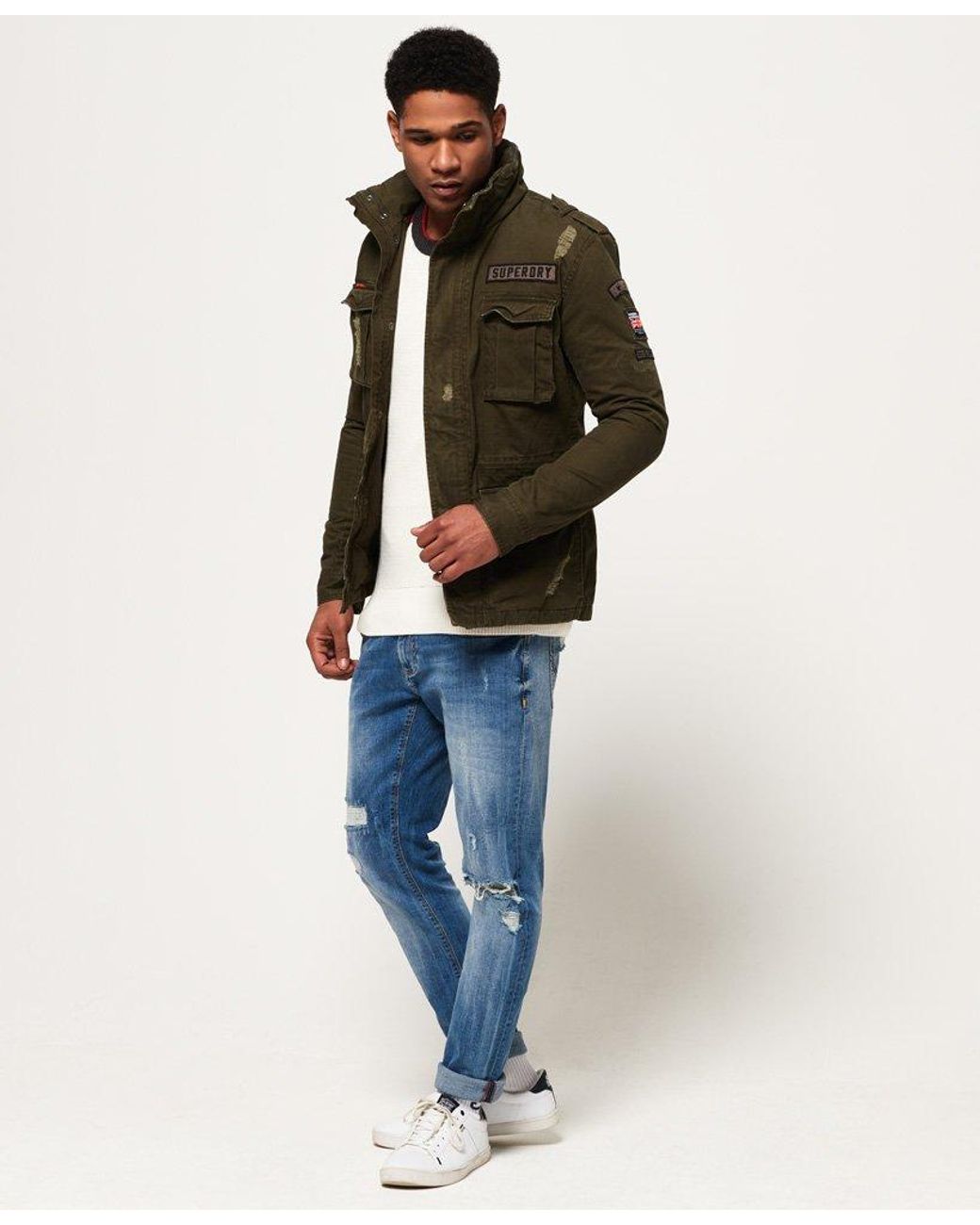 Superdry Rip & Repair Rookie Military Jacket Green in Brown for Men | Lyst