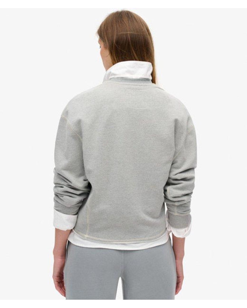 Superdry Gray & Co Athletic Essentials Loose Crop Crew Sweatshirt
