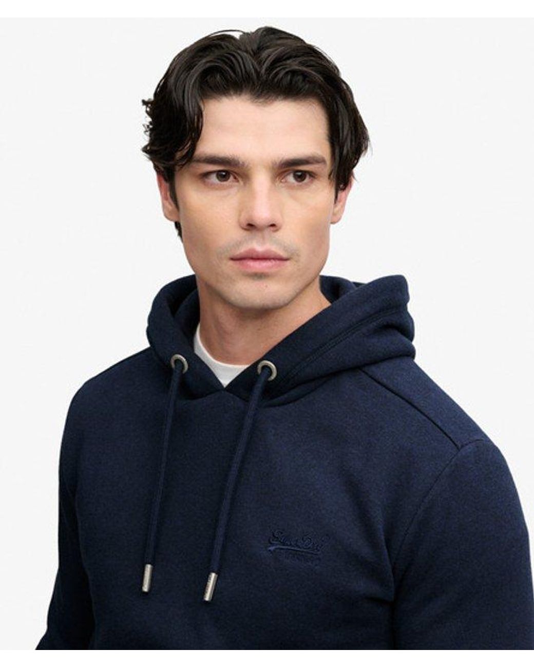 Superdry Blue & Co Vintage Logo Embroidered Hoodie for men