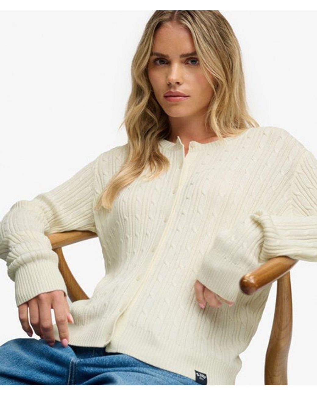 Superdry Natural Slouchy Cable Cardigan