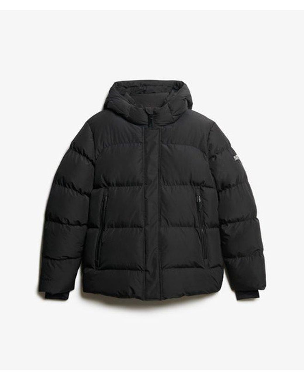Superdry Black & Co Hooded Mid Length Sports Puffer Jacket