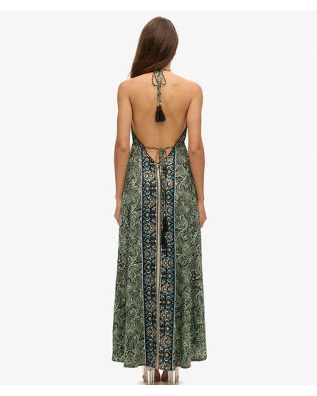 Superdry Green & Co Ladies Lightweight Paisley Print St Tropez Maxi Dress