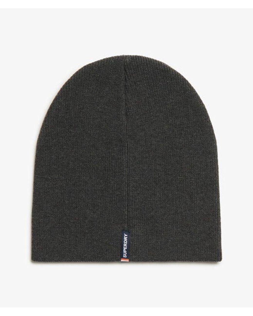 Superdry Black & Co Knitted Essential Logo Beanie Hat for men
