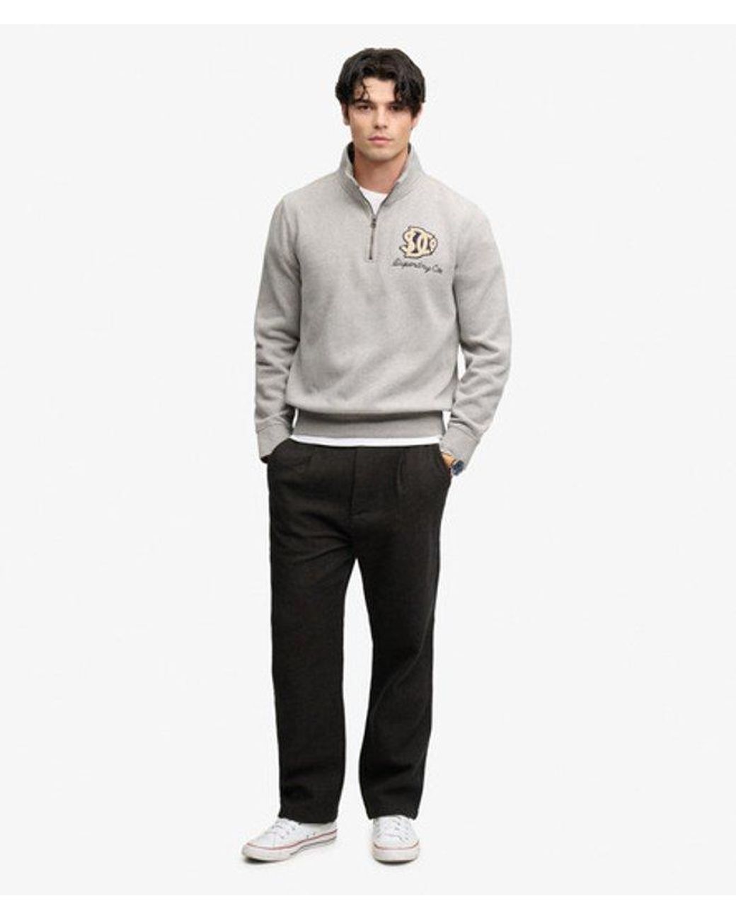 Superdry Gray & Co Vintage Athletic Half Zip Sweatshirt for men
