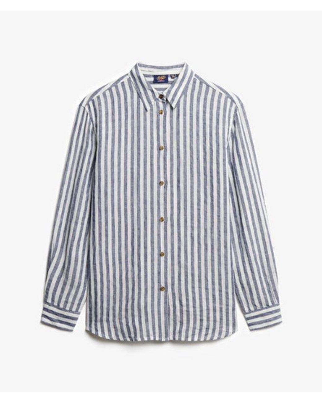 Superdry Blue & Co Casual Linen Boyfriend Shirt
