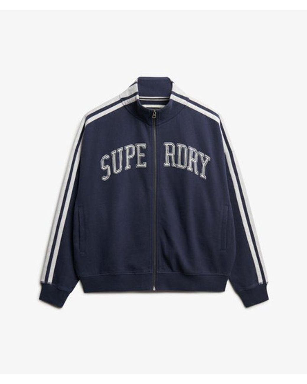 Superdry & Co Athletic Essentials Applique Losse Zip Track Top in het Blue