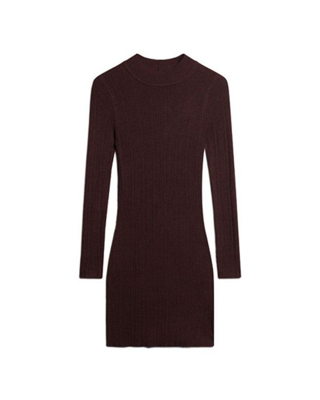 Superdry Brown Backless Bodycon Mini Dress Deep Burgundy