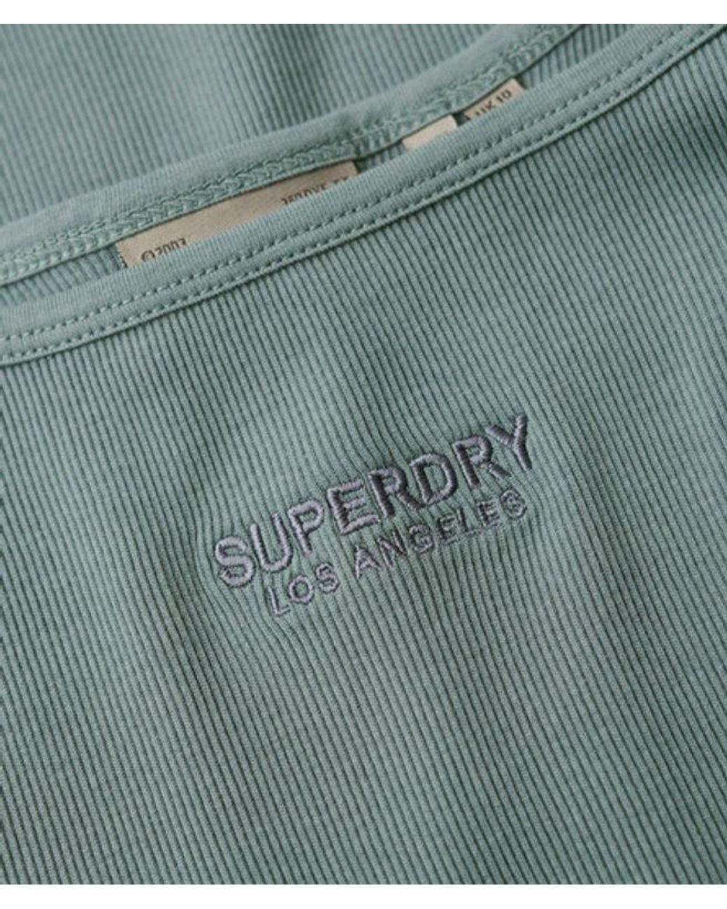 Superdry Blue & Co Embroidered Ribbed Strappy Dress