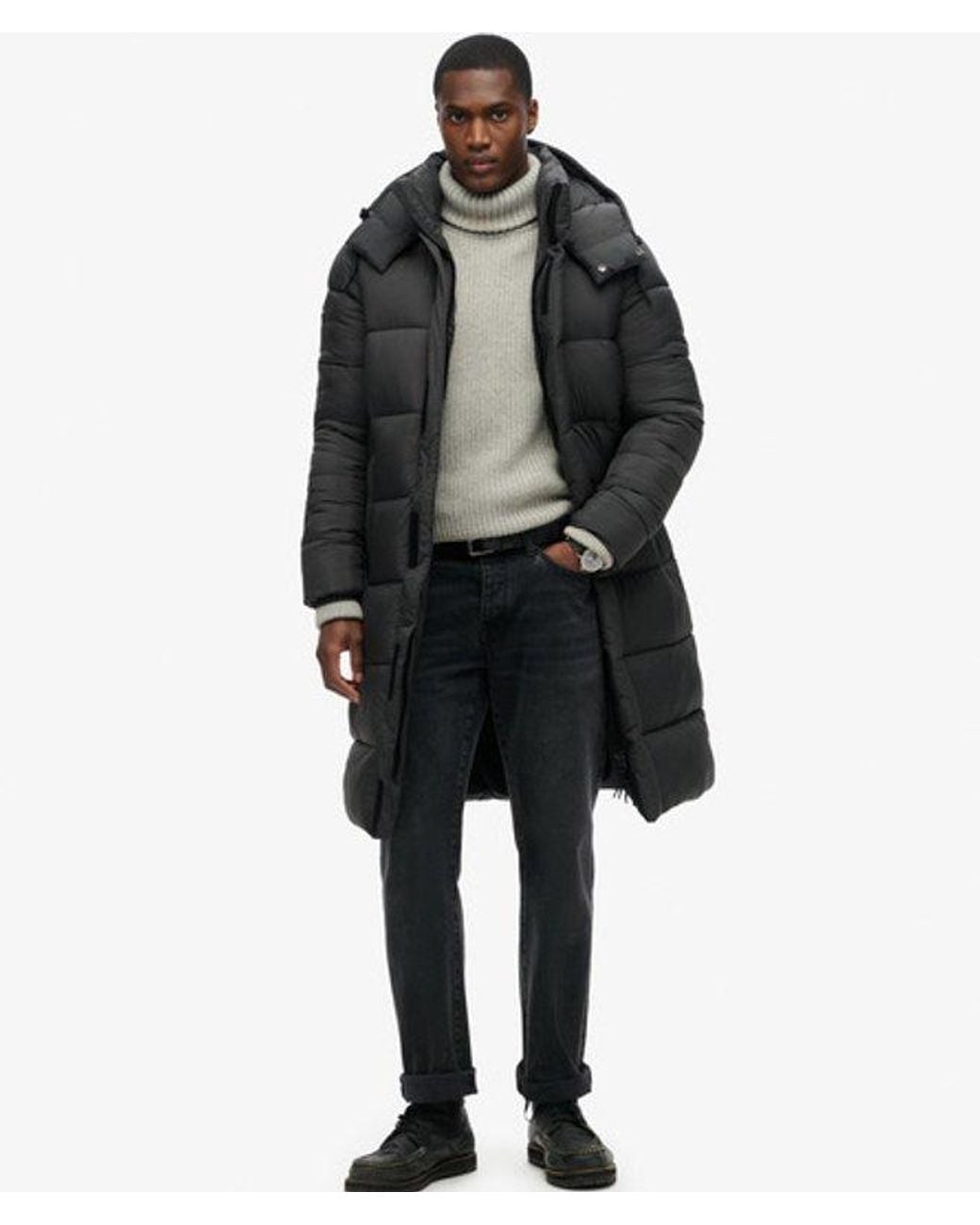 Superdry Black & Co Ripstop Long Puffer Coat for men