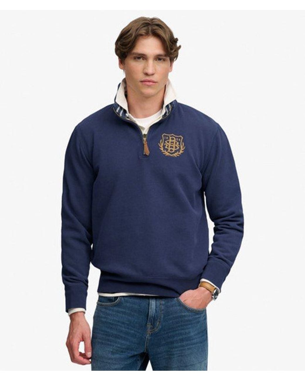 Superdry Blue & Co Gothic Varsity Half Zip Sweatshirt for men