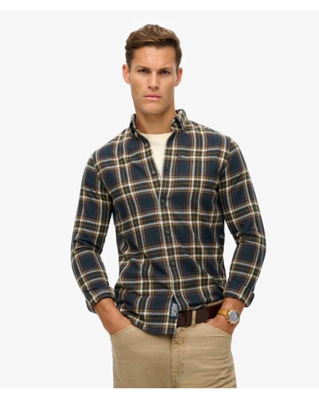 Superdry Gray Organic Cotton Vintage Check Shirt - Size: M for men