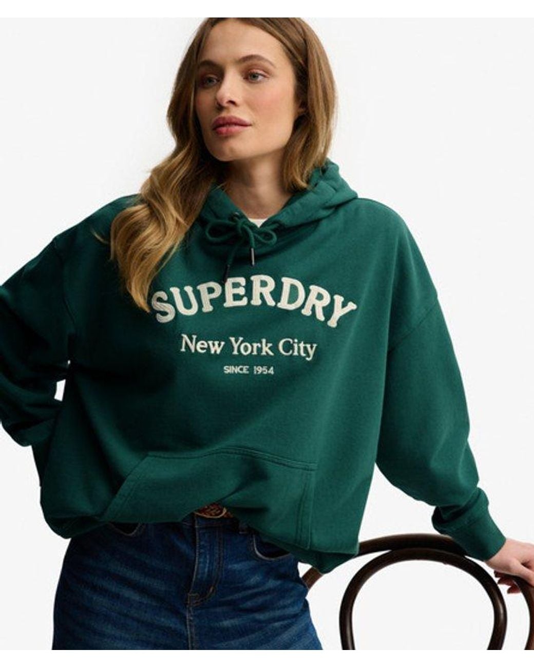 Superdry Green & Co Luxe Casual Embroidered Relaxed Hoodie