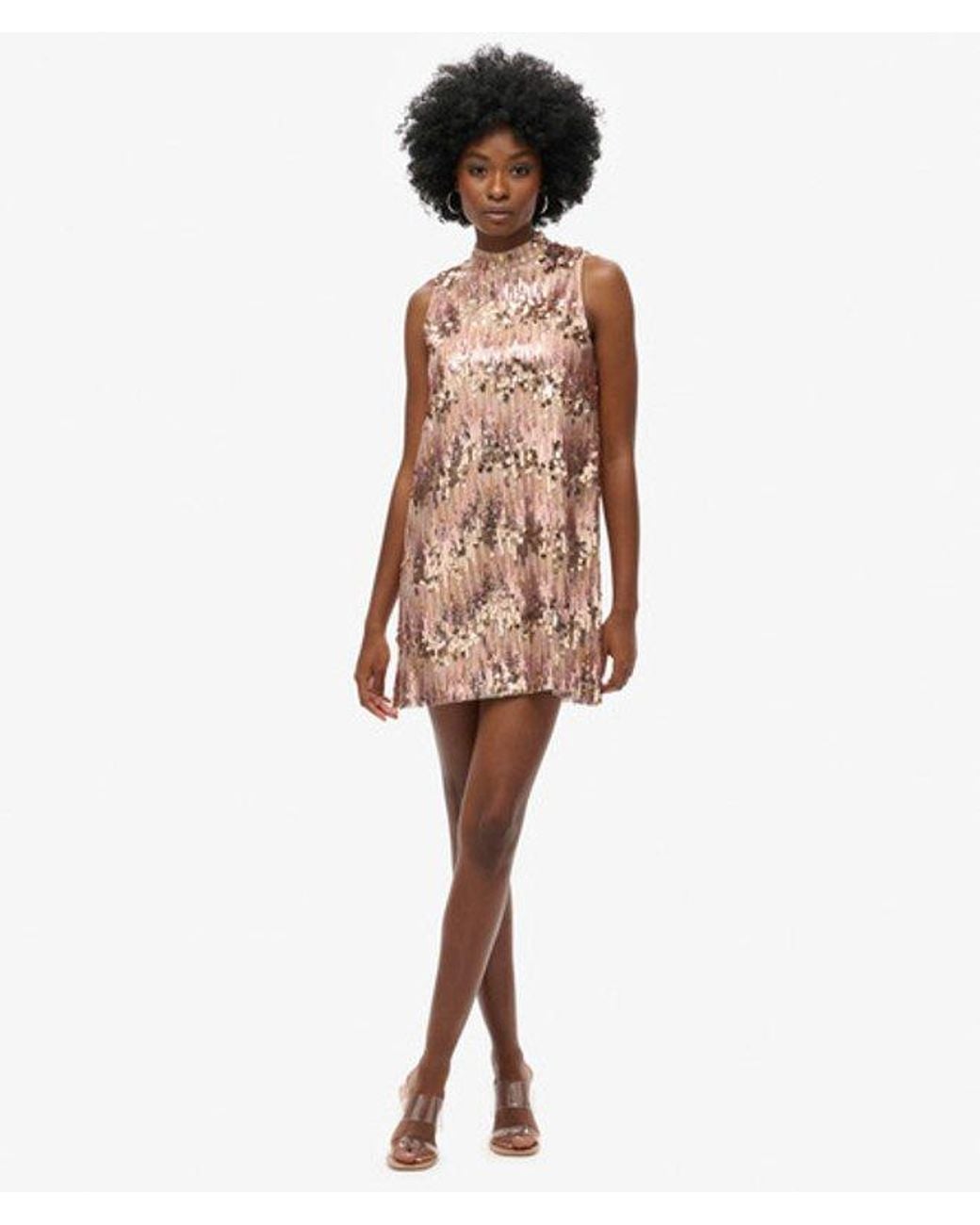 Superdry Brown & Co A-line Sl Sequin Mini Dress