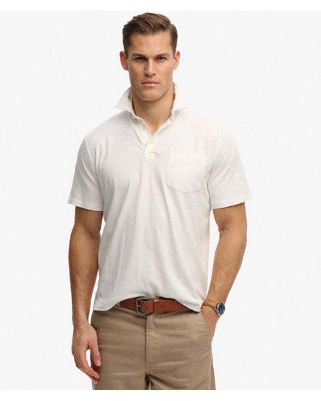 Superdry White & Co Classic Cotton Linen Polo Shirt for men