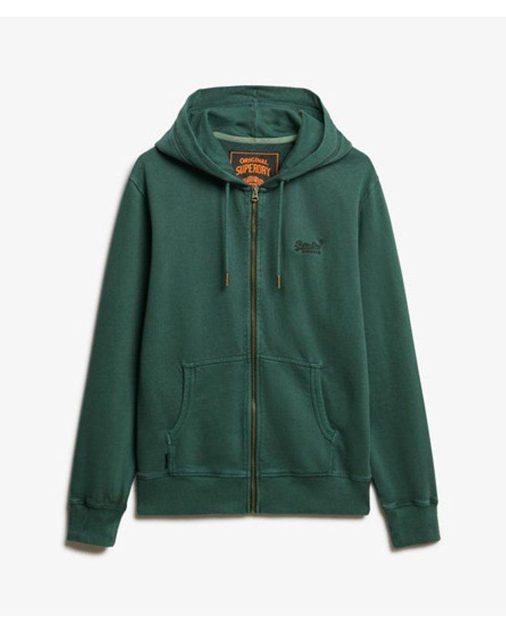 Superdry Green & Co Essential Logo Washed Zip Hoodie for men