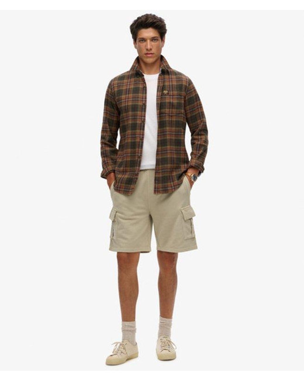 Superdry Natural & Co Classic Contrast Stitch Cotton Cargo Shorts for men