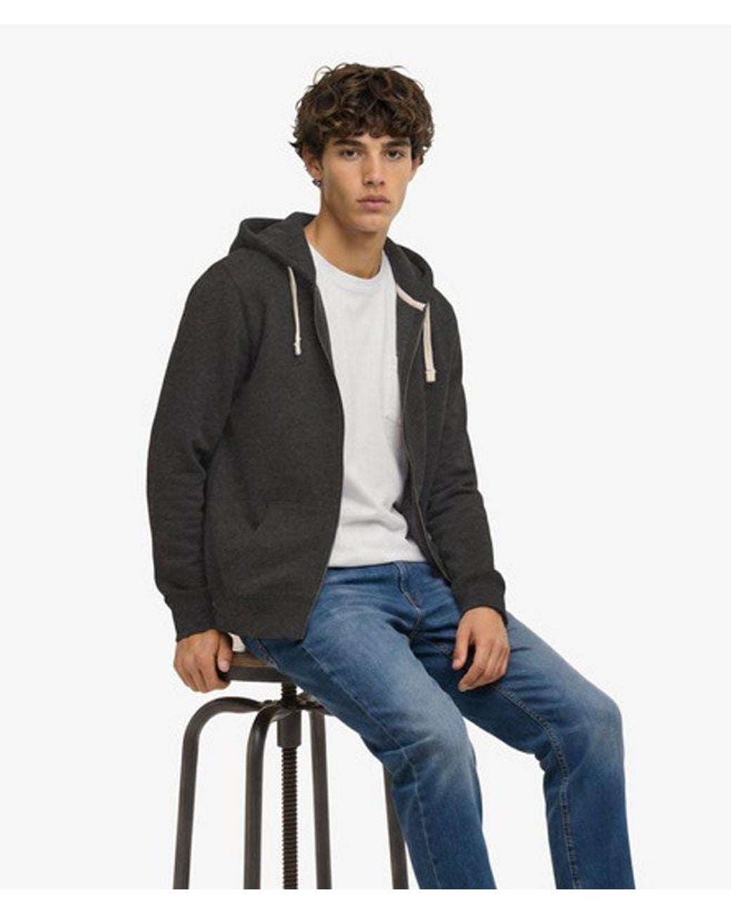 Superdry Gray & Co Monogram Embroidered Zip Hoodie for men
