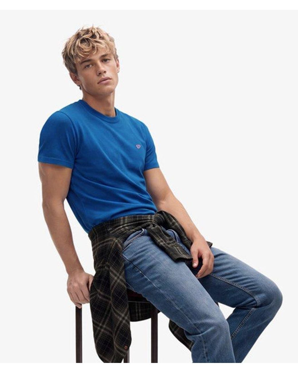 Superdry Blue Sd & Co Logo Embroidered T-Shirt for men