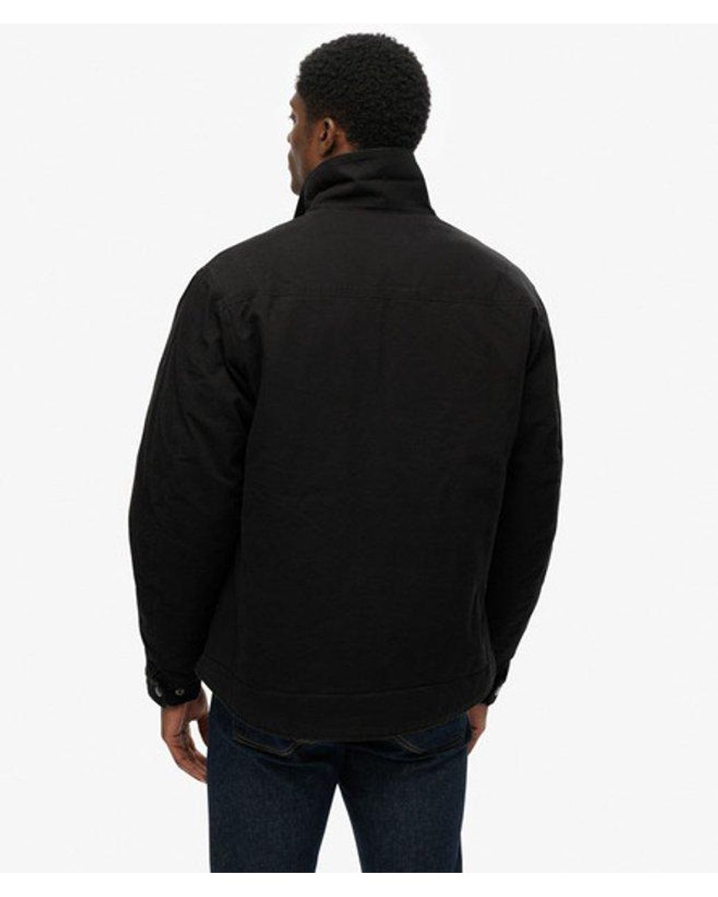 Superdry Black Cotton Canvas Barn Jacket for men