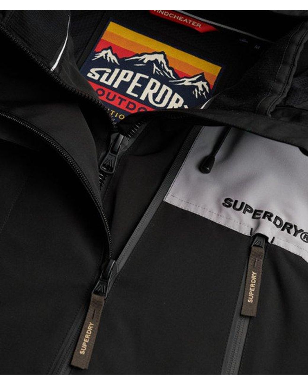 Superdry Black & Co Hooded Colour Block Windbreaker Jacket for men
