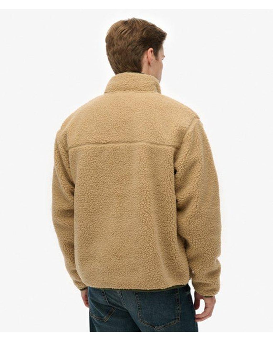 Superdry Brown & Co Vintage Retro Borg Fleece Jacket for men
