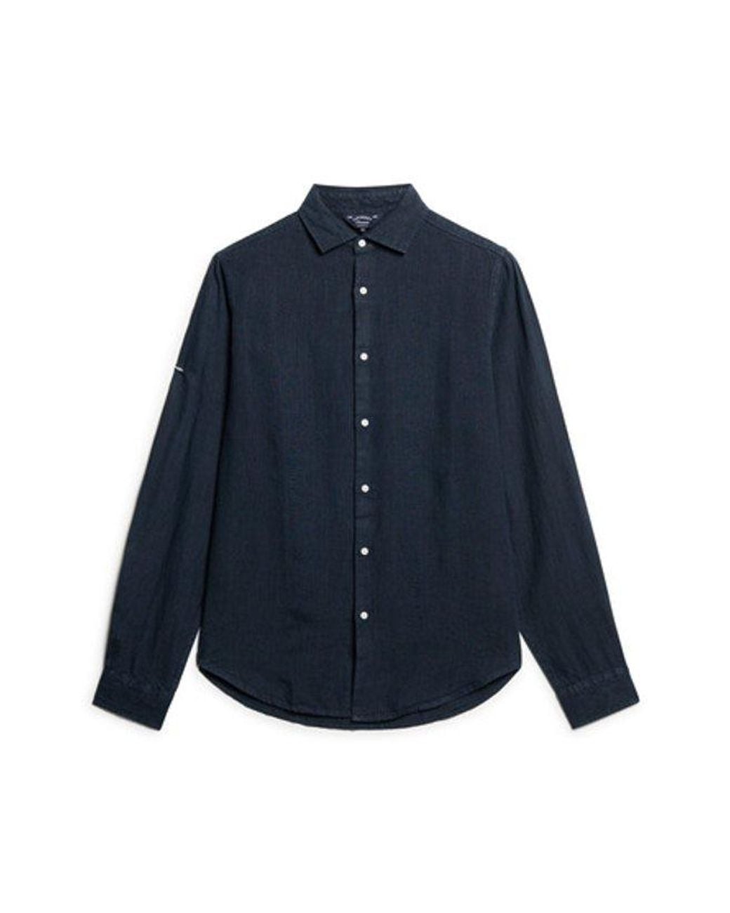 Superdry Blue & Co Casual Linen Long Sleeve Shirt for men