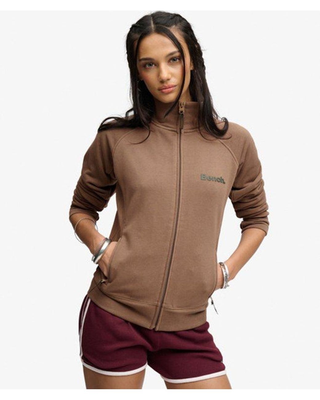 Superdry Brown Bench X & Co Bench High Neck Sweat Track Top