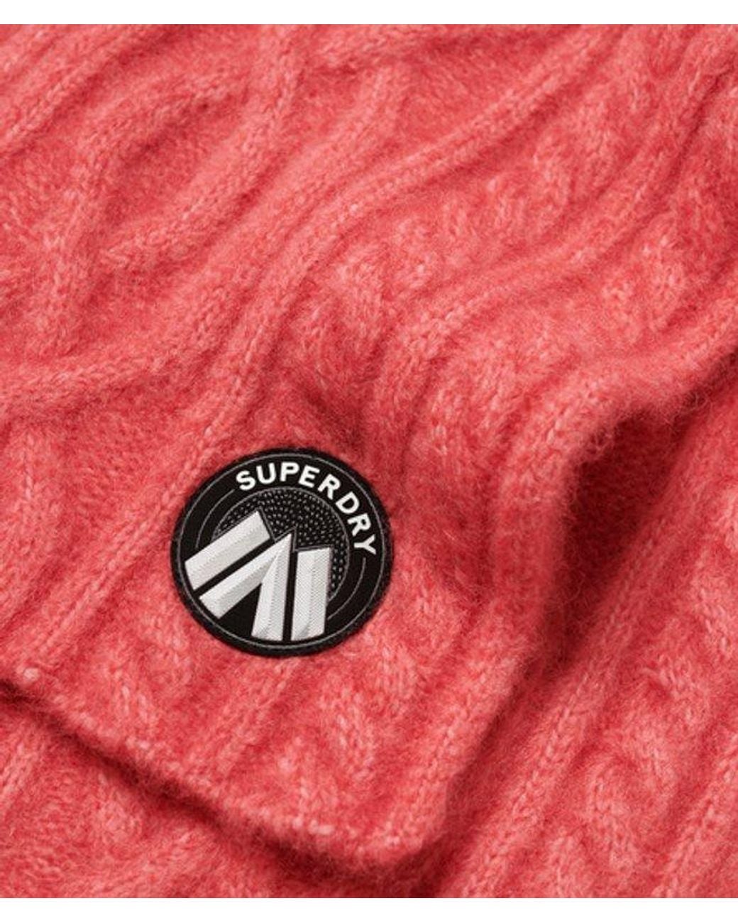 Superdry Red Cable Luxe Knit Scarf