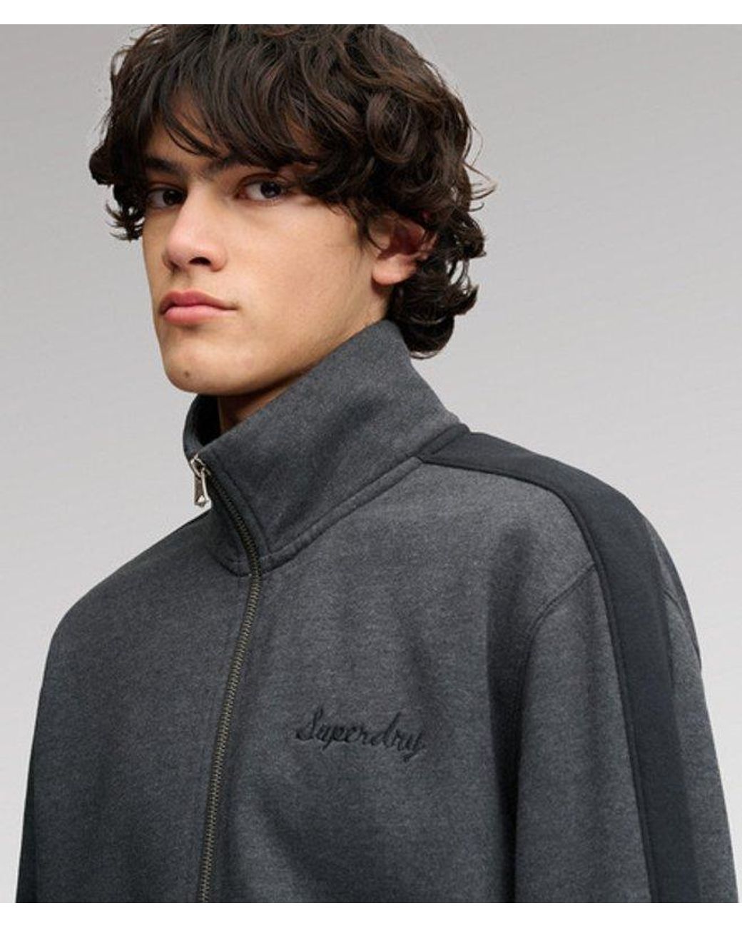 Superdry Gray Satin Applique Track Top for men