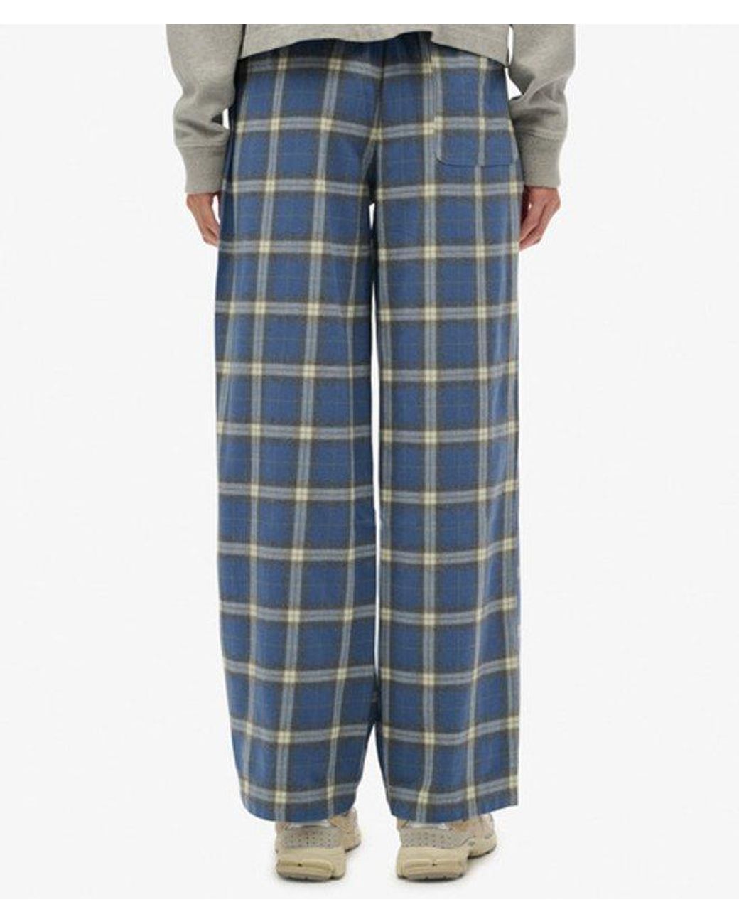 Superdry Blue & Co Cotton Check Elastic Trousers